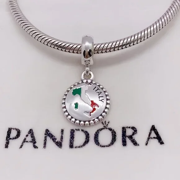 Pandora Italy Flag Exclusive Dangle Charm Pendant /Exclusive Enamel Dangle Charm - Picture 1 of 4